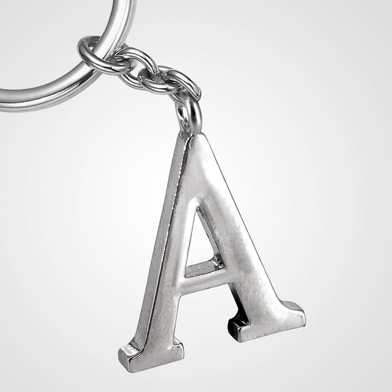 Monnel Z522_B Adorable Alphabet Initial Letter A Charm Keychain Key Ring (Silver) - Image 2
